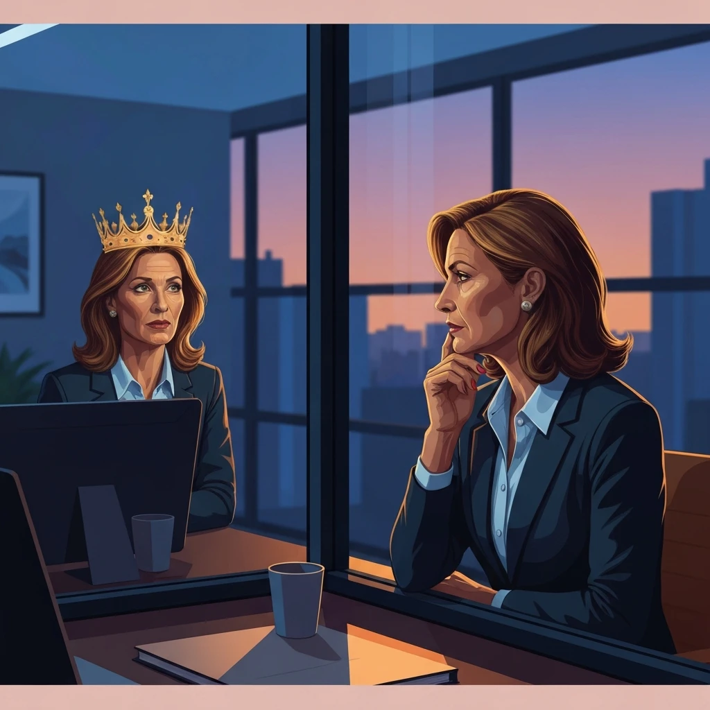 A professional woman contemplating fear of failure vs imposter syndrome in a modern office-bestie-ai.webp