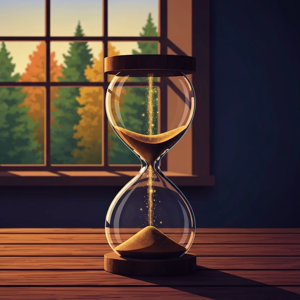 A symbolic hourglass filled with starlight representing how to overcome fear of aging-bestie-ai.webp
