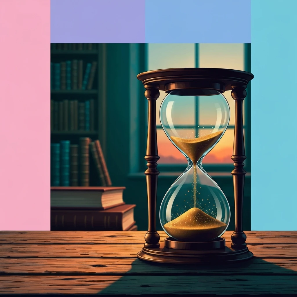 An hourglass with glowing gold particles illustrating the psychology of gerascophobia-bestie-ai.webp