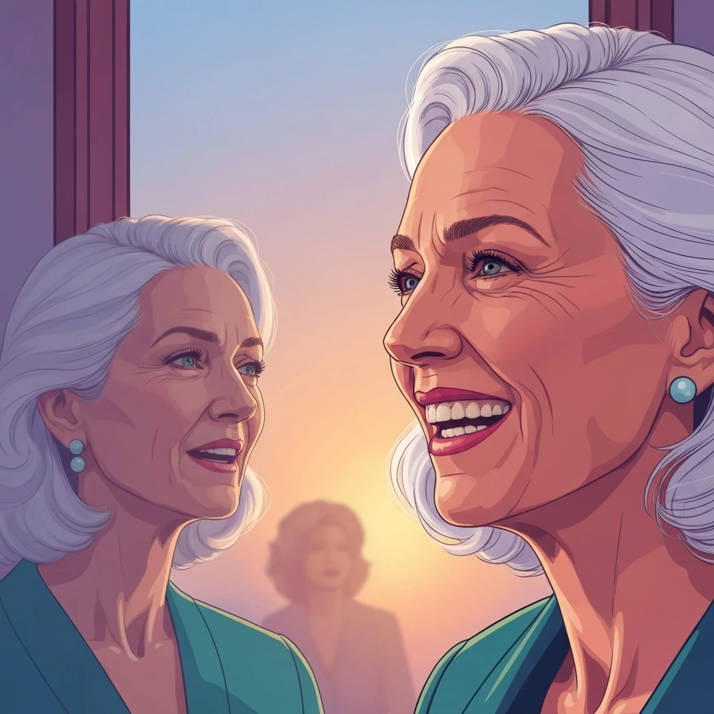 A woman practicing building self esteem while aging by looking toward her future with confidence, building-self-esteem-while-aging-bestie-ai.webp