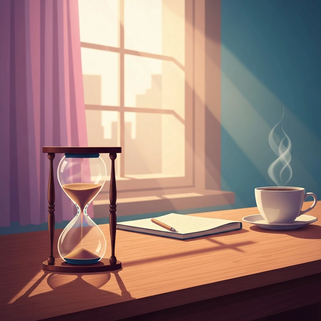 A peaceful morning scene representing overcoming the fear of getting older and not achieving anything-bestie-ai.webp