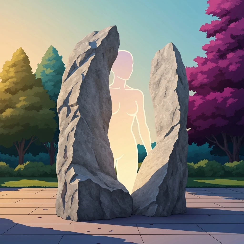 how-aging-affects-self-identity-bestie-ai.webp - A symbolic representation of how aging affects self identity showing a rough stone revealing a polished inner self.