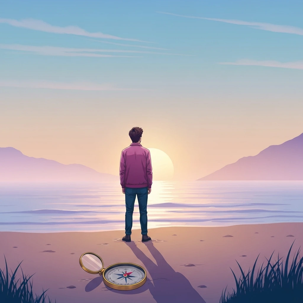 A young adult standing by the sea reflecting on coping with identity crisis at 22-bestie-ai.webp