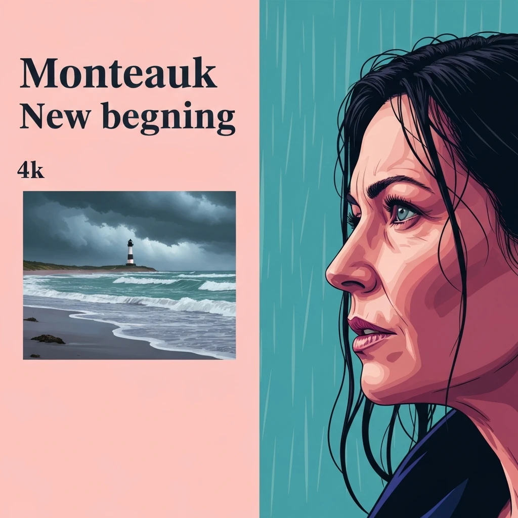 A dramatic scene reflecting the themes of The Affair, showing the stormy Montauk coastline and a woman finding her strength.